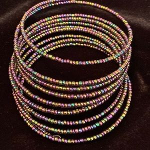 Vintage Iridescent sead bead coil continuous wrap bracelet
